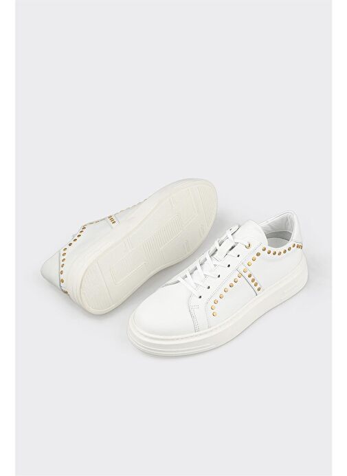 Beyaz Deri Erkek Spor Ayakkabı - Görsel 4