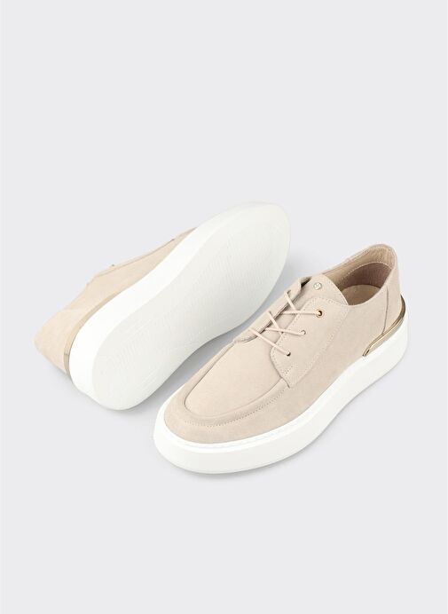 Bej Deri Erkek Günlük Ayakkabı - Görsel 4