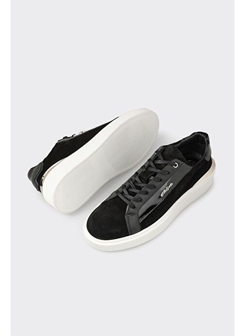 Siyah Deri Erkek Spor Ayakkabı - Görsel 4