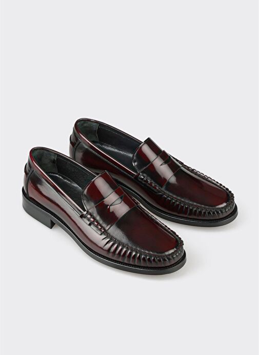 Bordo Deri Erkek Klasik Ayakkabı - Görsel 3