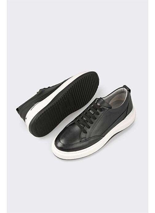 Siyah Deri Erkek Spor Ayakkabı - Görsel 4