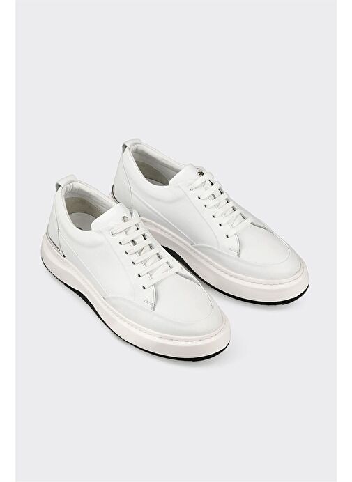 Beyaz Deri Erkek Spor Ayakkabı - Görsel 3