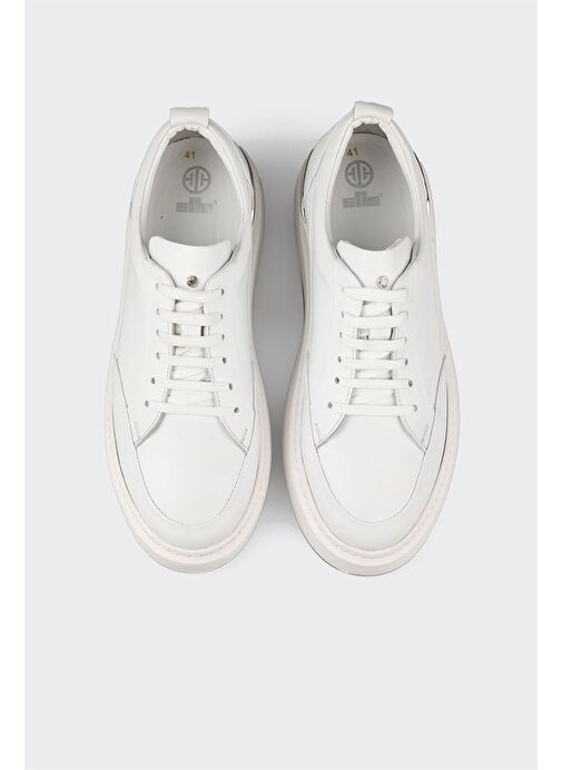 Beyaz Deri Erkek Spor Ayakkabı - Görsel 5