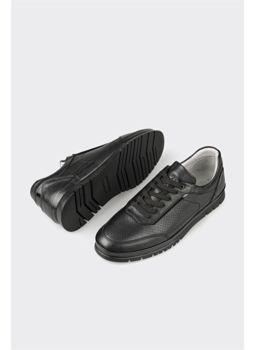 Siyah Deri Erkek Günlük Ayakkabı - Görsel 4