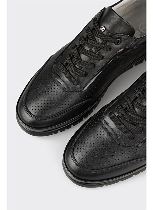 Siyah Deri Erkek Günlük Ayakkabı - Görsel 6