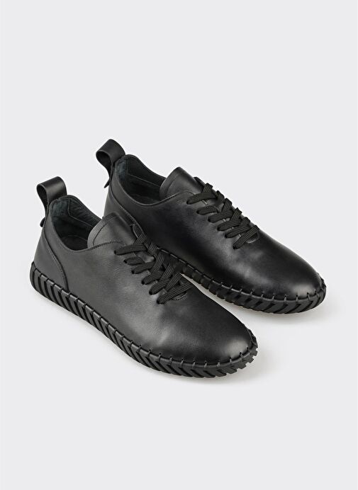 Siyah Deri Erkek Günlük Ayakkabı - Görsel 3