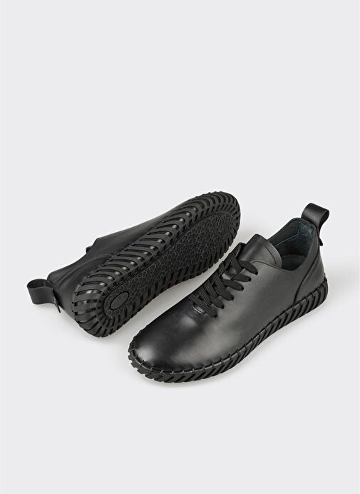 Siyah Deri Erkek Günlük Ayakkabı - Görsel 4