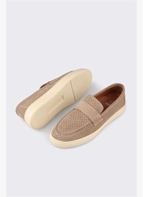 Bej Deri Erkek Günlük Ayakkabı - Görsel 6