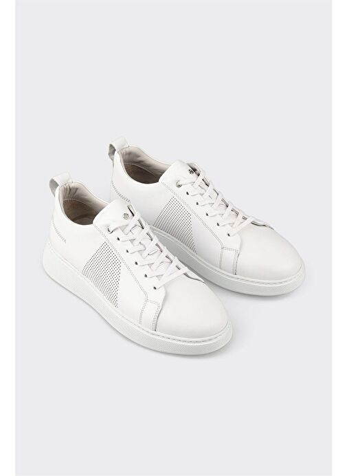 Beyaz Deri Erkek Spor Ayakkabı - Görsel 3