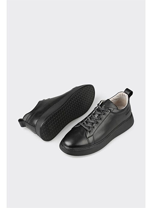 Siyah Deri Erkek Spor Ayakkabı - Görsel 4