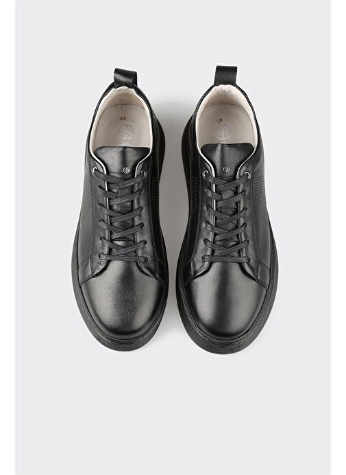 Siyah Deri Erkek Spor Ayakkabı - Görsel 5