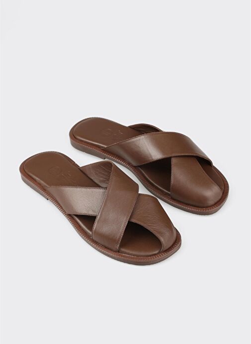 Kahve Deri Kadın Terlik - Görsel 3