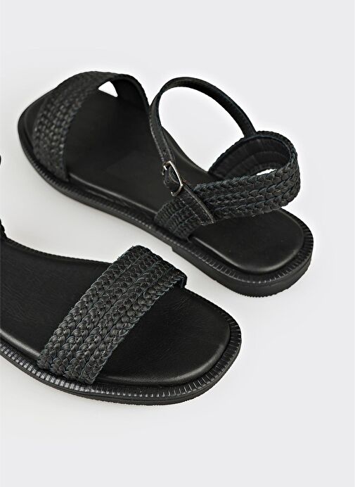 Siyah Deri Kadın Günlük Ayakkabı - Görsel 6