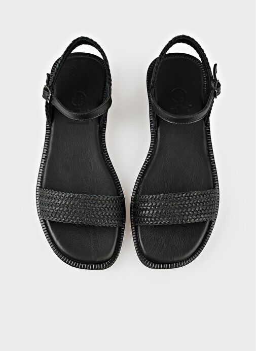 Siyah Deri Kadın Günlük Ayakkabı - Görsel 5