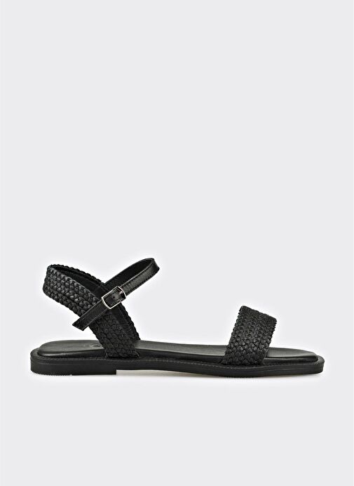 Siyah Deri Kadın Günlük Ayakkabı - Görsel 2