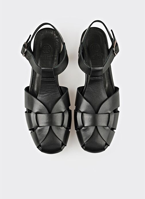 Siyah Deri Kadın Günlük Ayakkabı - Görsel 5