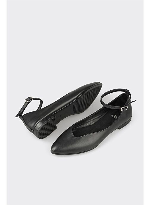 Siyah Deri Kadın Günlük Ayakkabı - Görsel 4