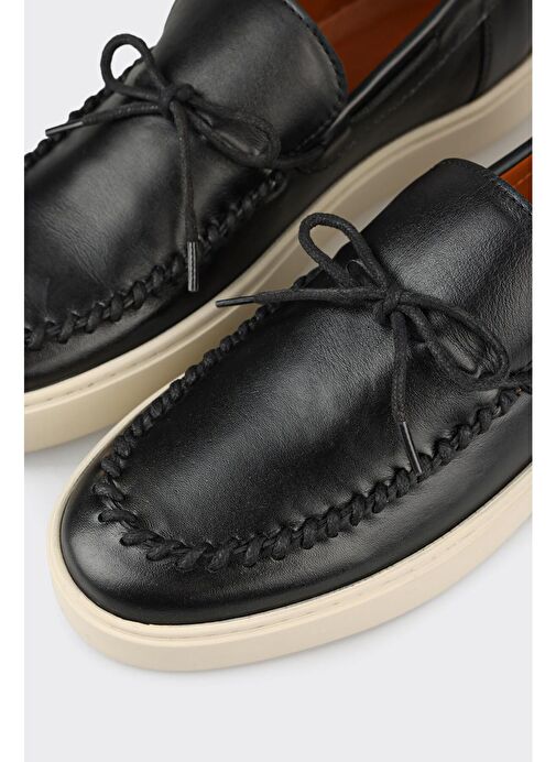 Siyah Deri Erkek Günlük Ayakkabı - Görsel 6