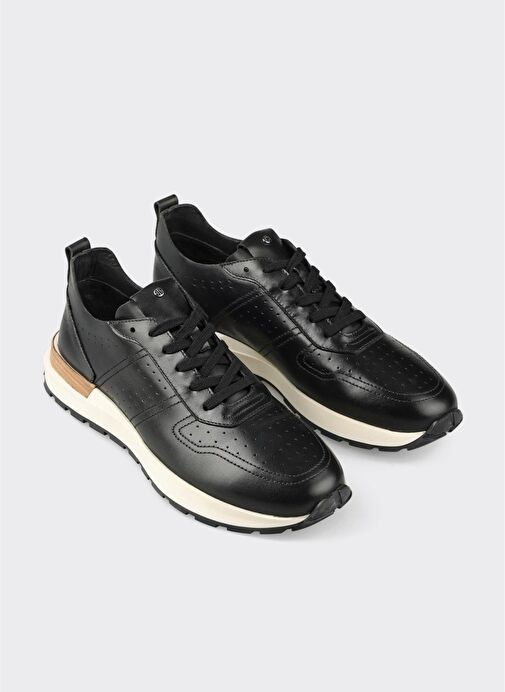 Siyah Deri Erkek Spor Ayakkabı - Görsel 3