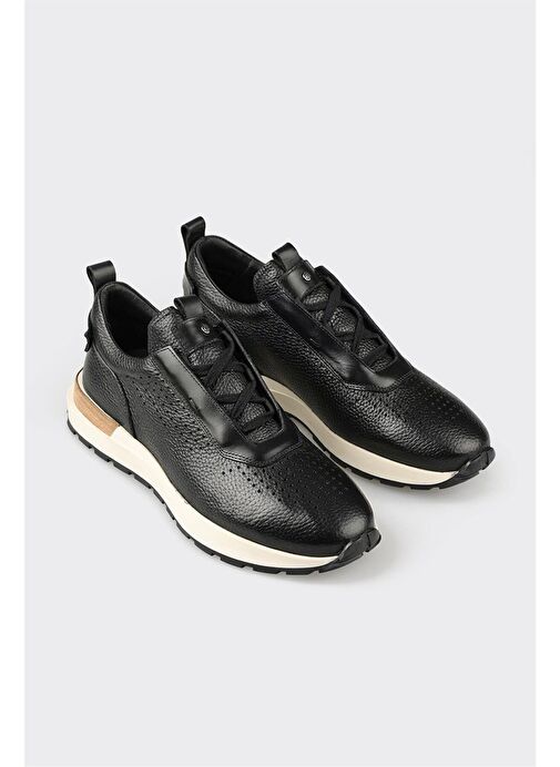 Siyah Deri Erkek Spor Ayakkabı - Görsel 3