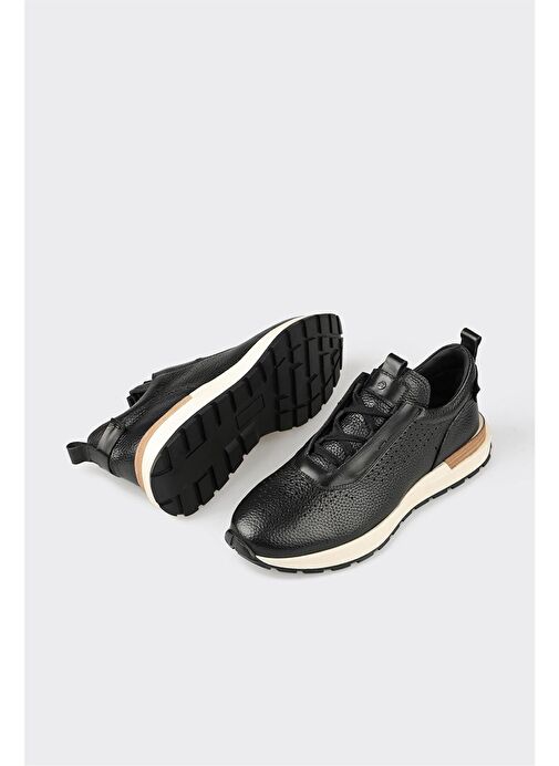 Siyah Deri Erkek Spor Ayakkabı - Görsel 4