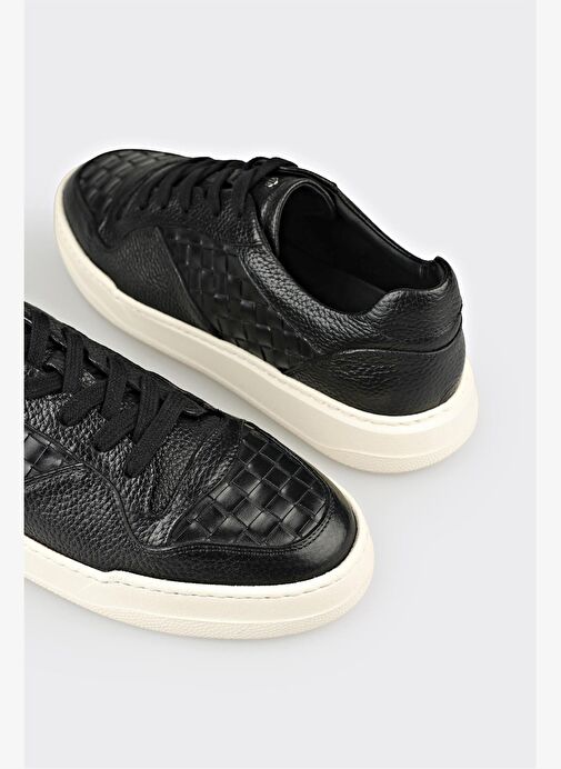 Siyah Deri Erkek Spor Ayakkabı - Görsel 6