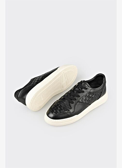 Siyah Deri Erkek Spor Ayakkabı - Görsel 4