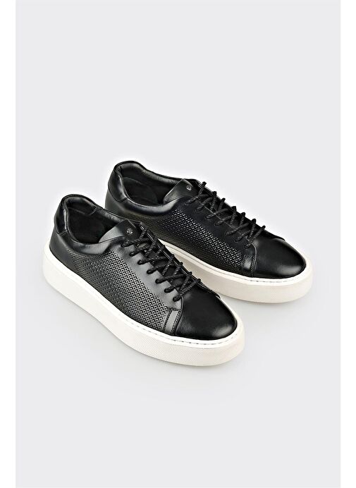 Siyah Deri Erkek Günlük Ayakkabı - Görsel 3
