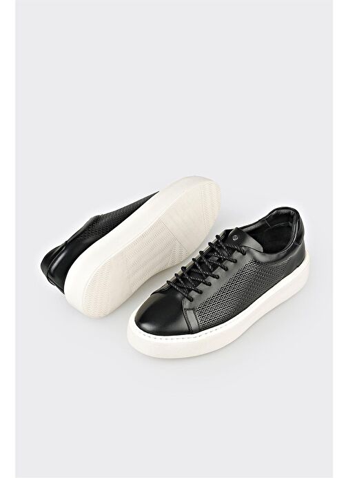 Siyah Deri Erkek Günlük Ayakkabı - Görsel 4