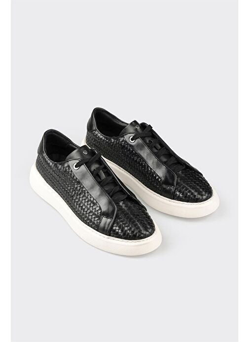 Siyah Deri Erkek Spor Ayakkabı - Görsel 3