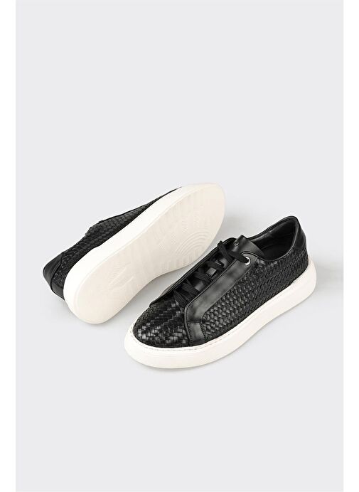 Siyah Deri Erkek Spor Ayakkabı - Görsel 4