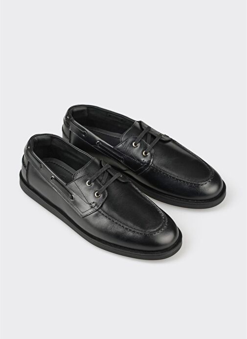 Siyah Deri Erkek Günlük Ayakkabı - Görsel 3
