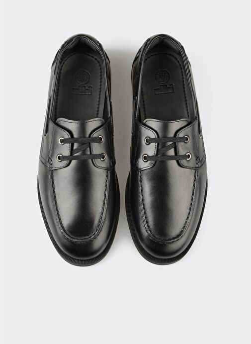 Siyah Deri Erkek Günlük Ayakkabı - Görsel 5