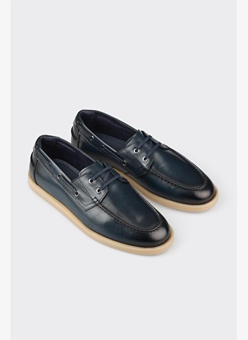 Lacivert Deri Erkek Günlük Ayakkabı - Görsel 4