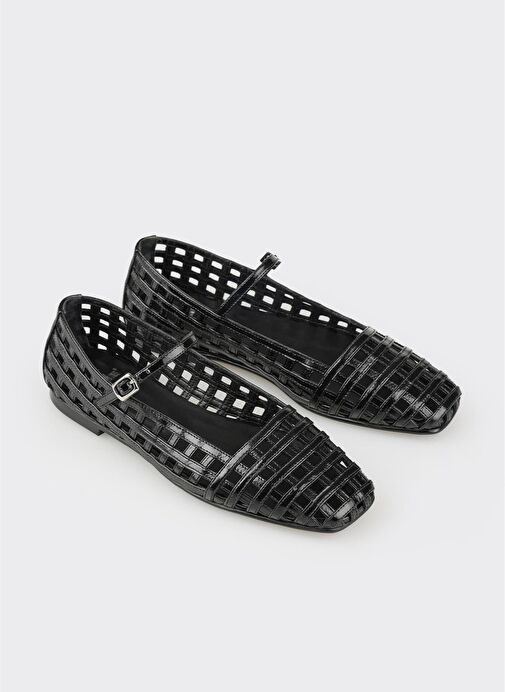 Siyah Deri Kadın Günlük Ayakkabı - Görsel 4