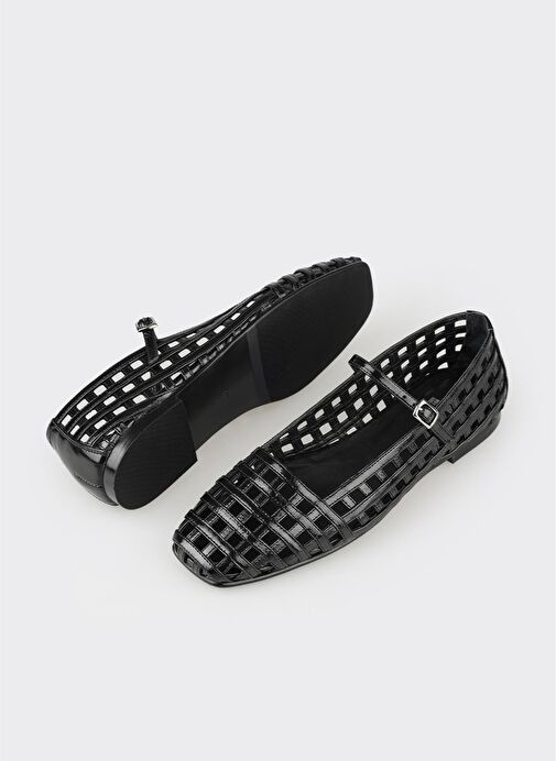 Siyah Deri Kadın Günlük Ayakkabı - Görsel 6