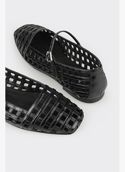 Siyah Deri Kadın Günlük Ayakkabı - Görsel 11