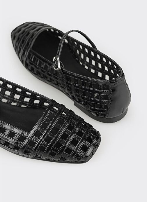 Siyah Deri Kadın Günlük Ayakkabı - Görsel 10