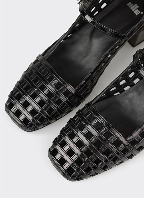 Siyah Deri Kadın Topuklu Ayakkabı - Görsel 5