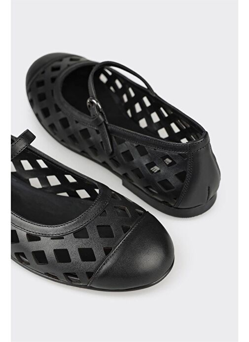 Siyah Deri Kadın Günlük Ayakkabı - Görsel 6