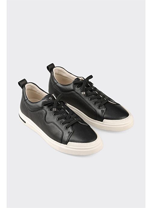 Siyah Deri Erkek Spor Ayakkabı - Görsel 3