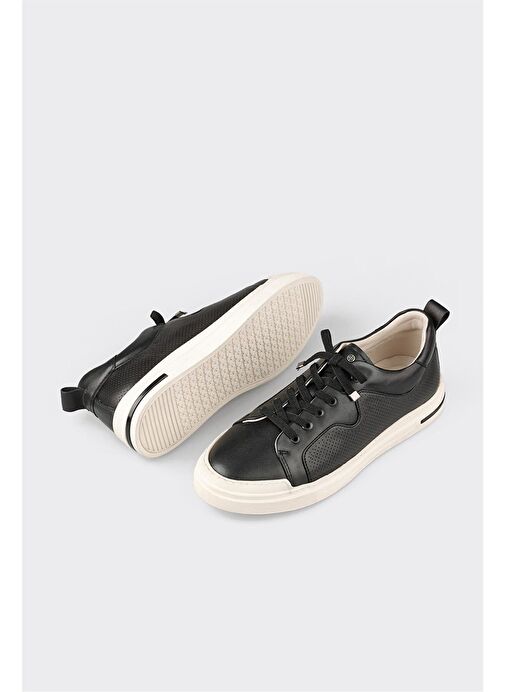 Siyah Deri Erkek Spor Ayakkabı - Görsel 4