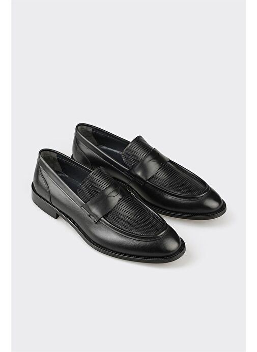 Siyah Deri Erkek Klasik Ayakkabı - Görsel 3