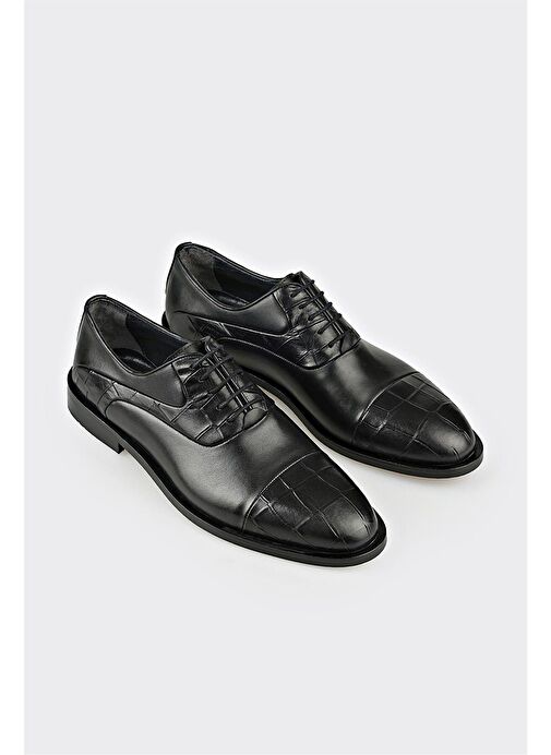 Siyah Deri Erkek Klasik Ayakkabı - Görsel 3