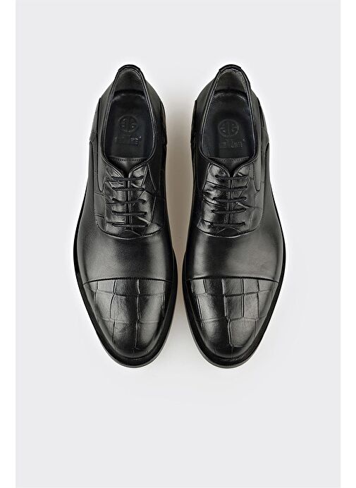 Siyah Deri Erkek Klasik Ayakkabı - Görsel 5