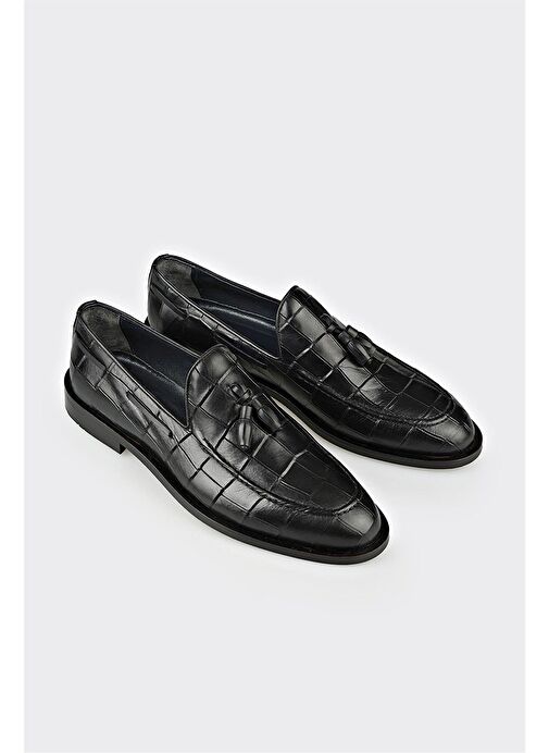 Siyah Deri Erkek Klasik Ayakkabı - Görsel 3
