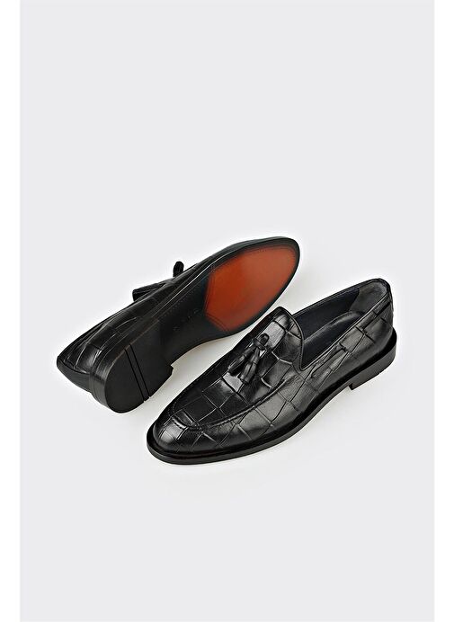 Siyah Deri Erkek Klasik Ayakkabı - Görsel 4