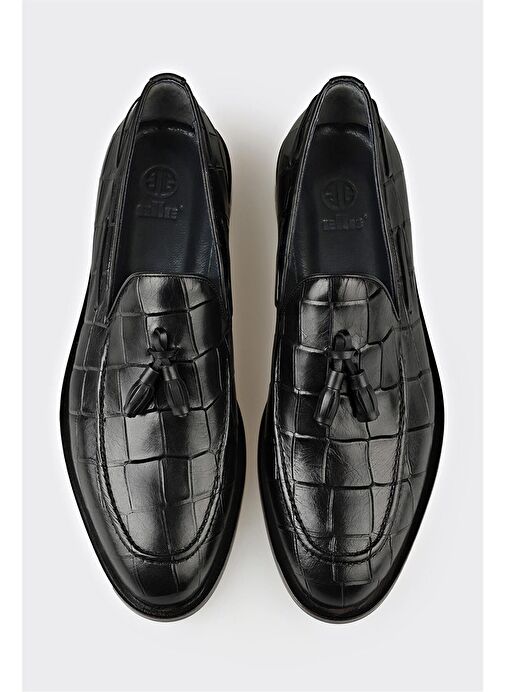Siyah Deri Erkek Klasik Ayakkabı - Görsel 5