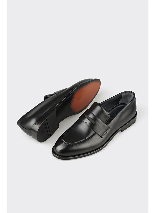 Siyah Deri Erkek Klasik Ayakkabı - Görsel 4