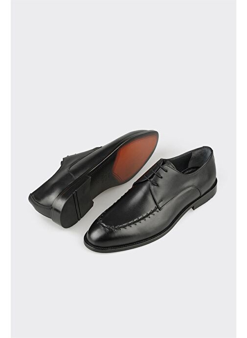 Siyah Deri Erkek Klasik Ayakkabı - Görsel 4